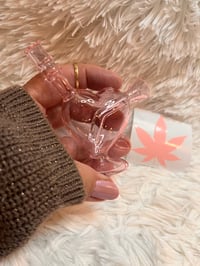 Image 2 of PINK Cupid Bubbler  Heart Small Glass Pipe   Heart Glass Water Pipe