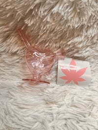 Image 4 of PINK Cupid Bubbler  Heart Small Glass Pipe   Heart Glass Water Pipe