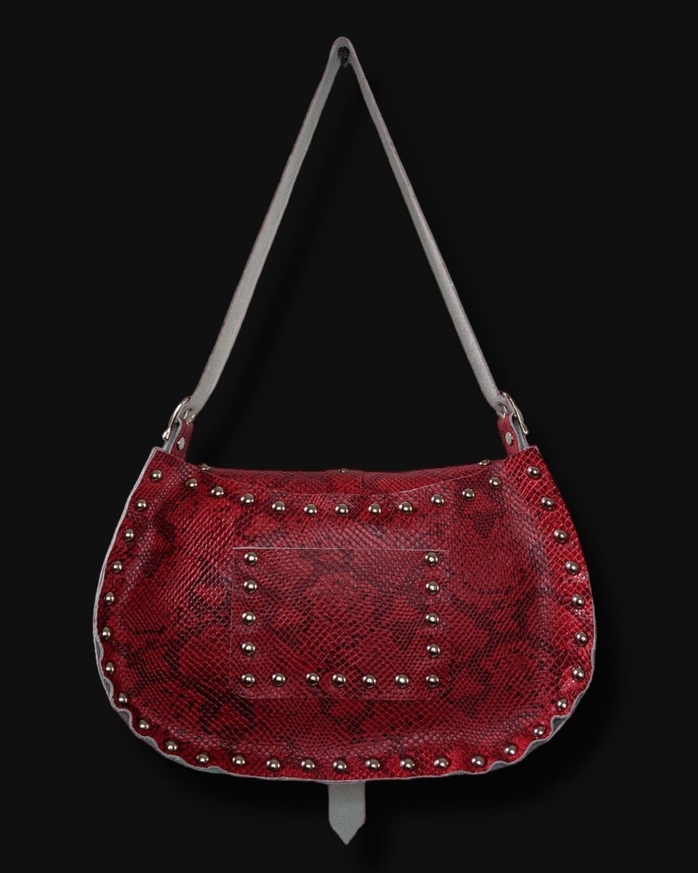 Ready to Ship Shoulder Bag  Genuine Leather Red Snake Print 