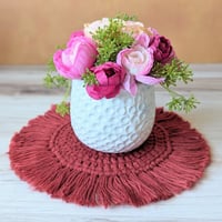 Image 3 of BOHO CROCHET COASTER + CANDLE HOLDER