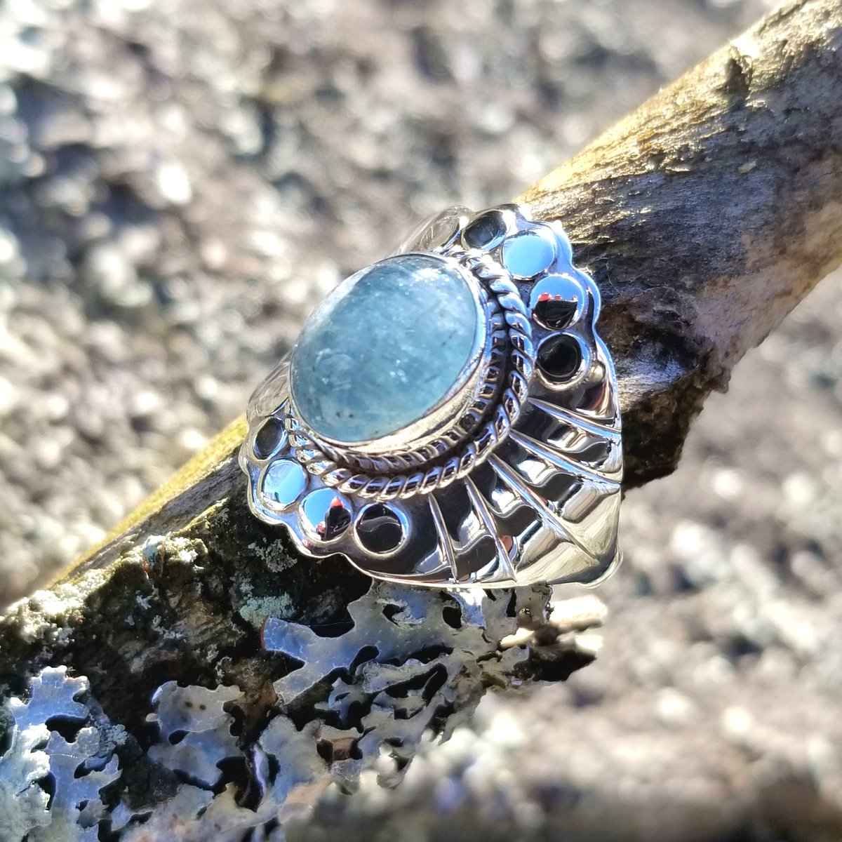 Image of  Tranquility Aquamarine Ring in Sterling Silver