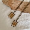 Birchbark Biting Necklace (Acimostawin ~tell me a story~) (Rectangle, 30 inch chain)