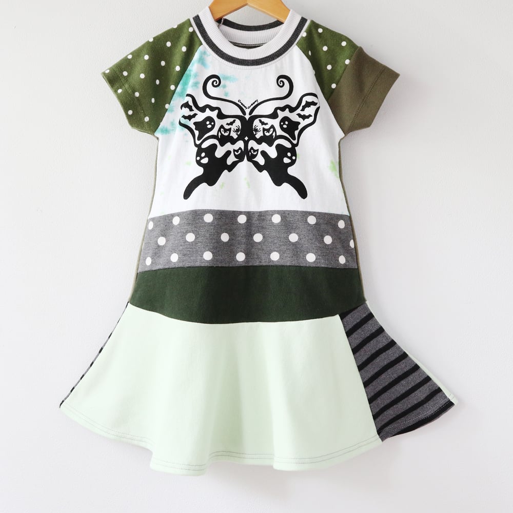Image of bootterfly 4T butterfly polka dots green dyed halloween ghost owl handprinted courtneycourtney dress
