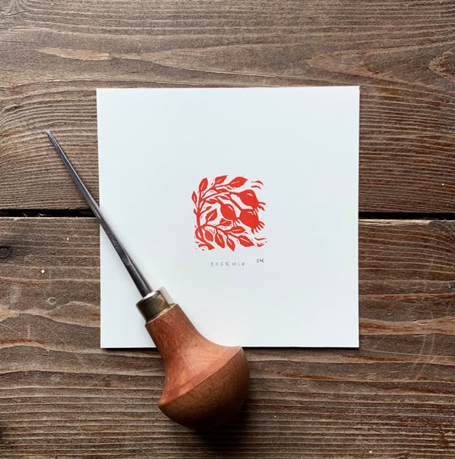 Image of Rosehip - Tiny Linocut
