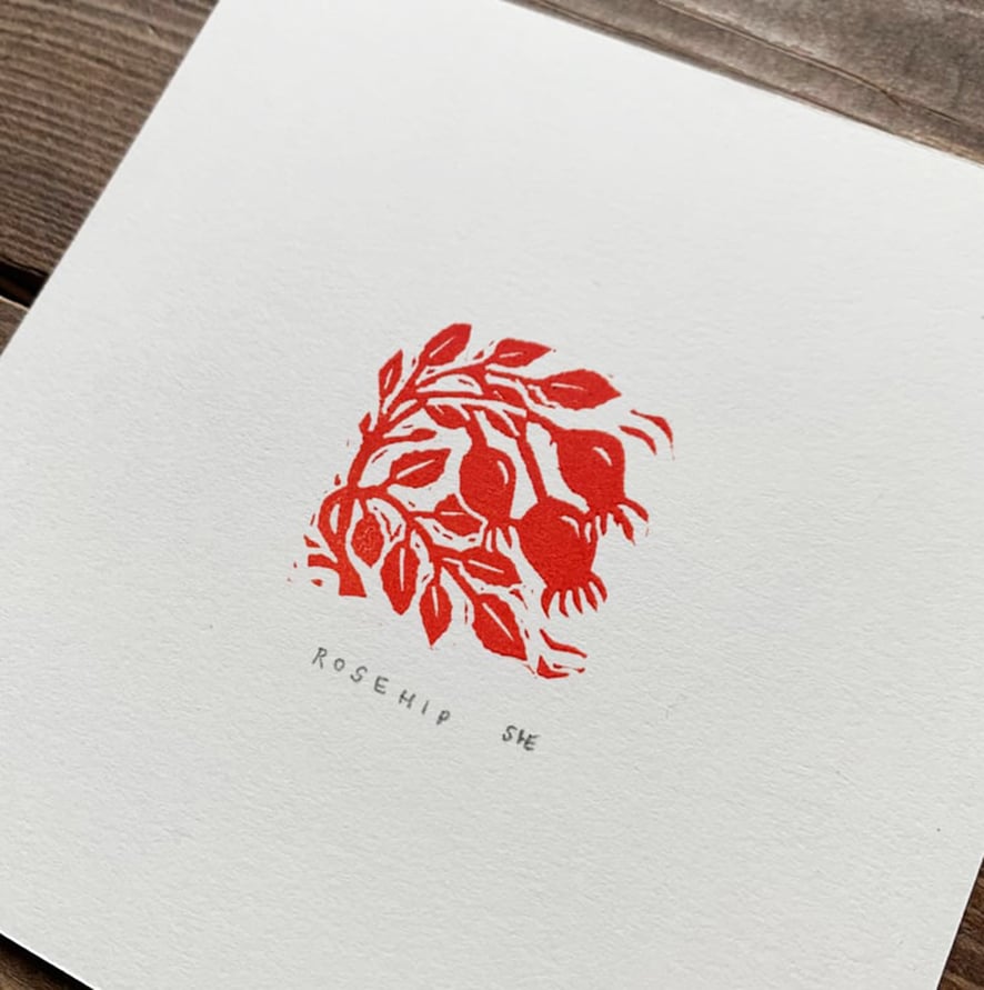 Image of Rosehip - Tiny Linocut