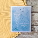 Make a Wish Jellyfish: Handmade Watercolor Underwater Card with Coastal Vibes - Perfect for Birthday