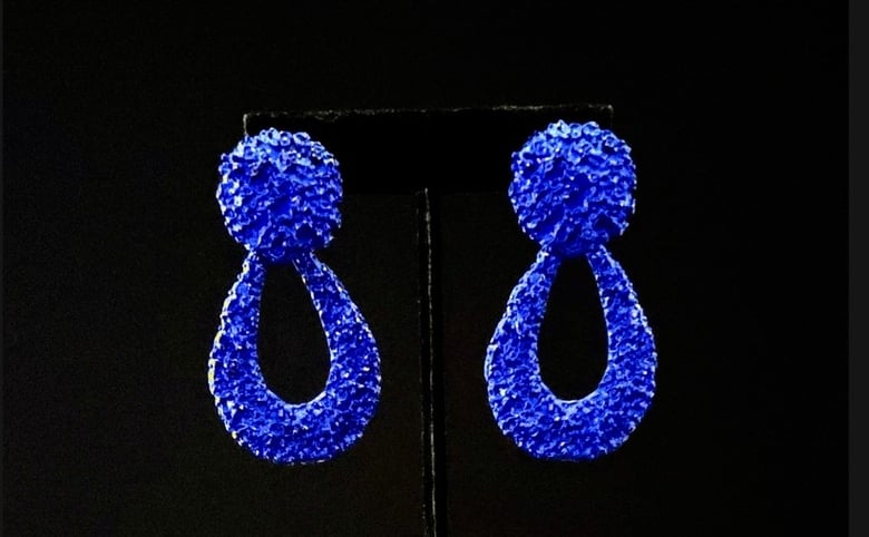 Image of Royal Blue Beaten Pierced Earrings 