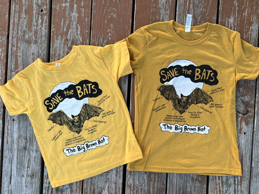 Image of Youth Save the Bats tee on Yellow 