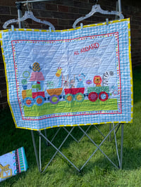Image 1 of Zoo Animal Train Quilted Baby Quilt