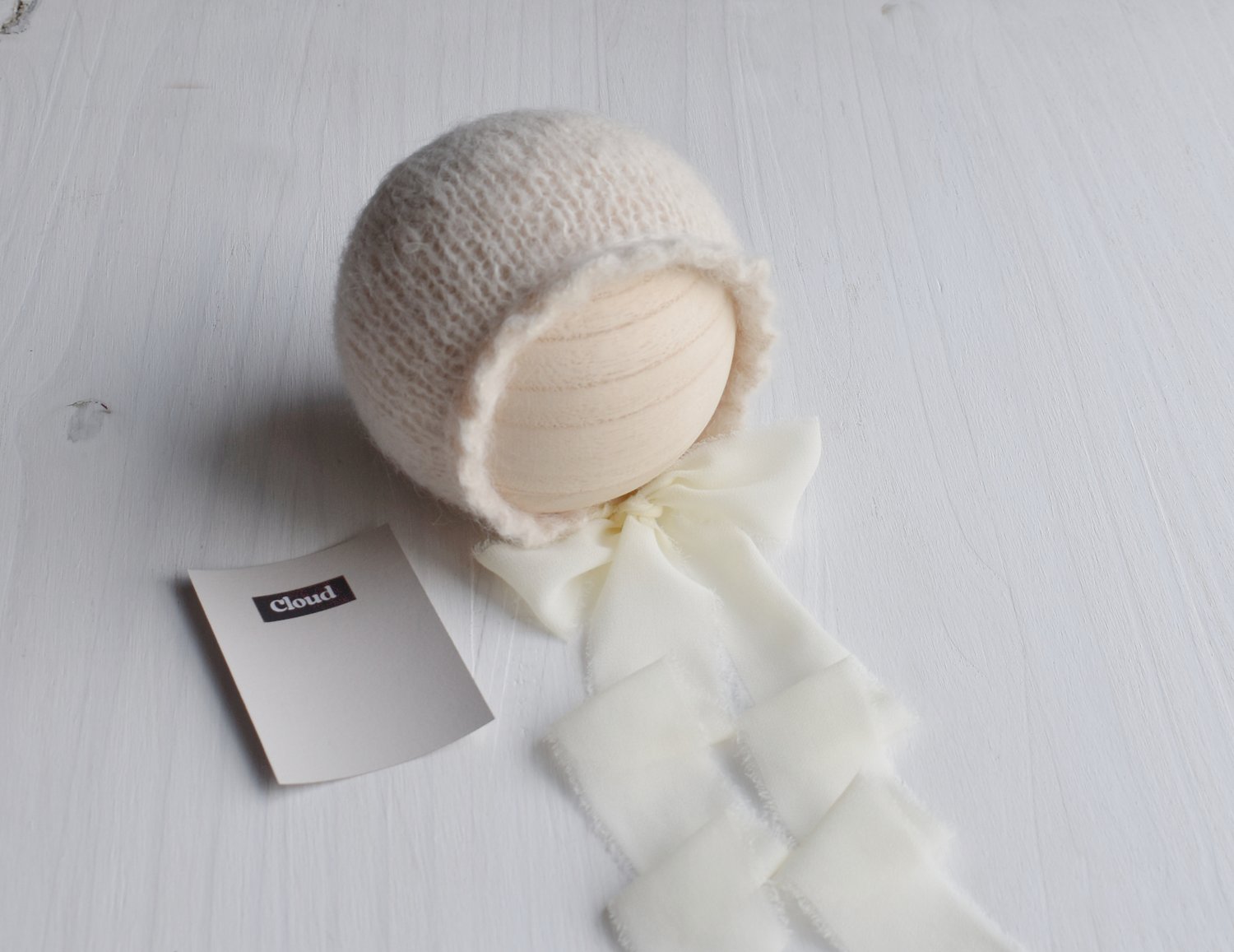 Image of Cream Ruffle Brimmed Bonnet & Wrap