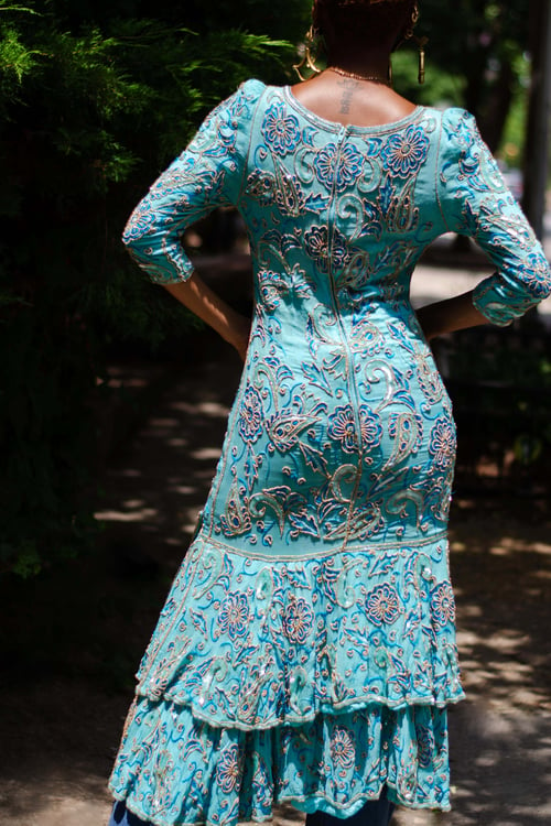 Image of Vintage Bijeaux Ruffle Sequin/Beaded Dress