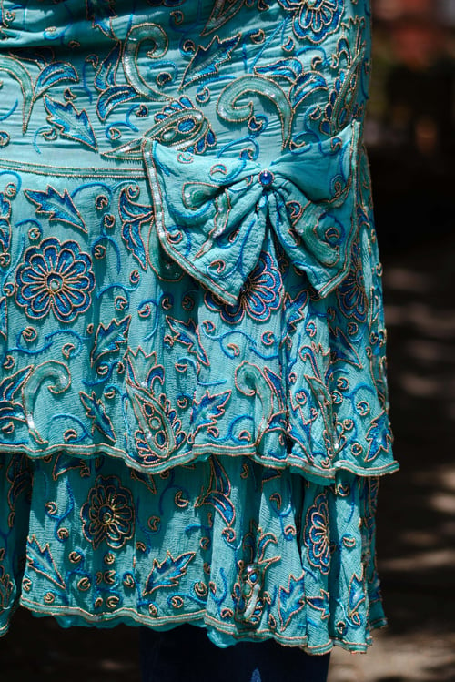 Image of Vintage Bijeaux Ruffle Sequin/Beaded Dress