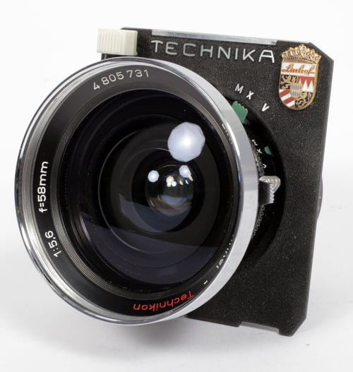 Image of Linhof Technikon 58mm F5.6 lens in Compur #00 shutter COATED #731 (Rodenstock)