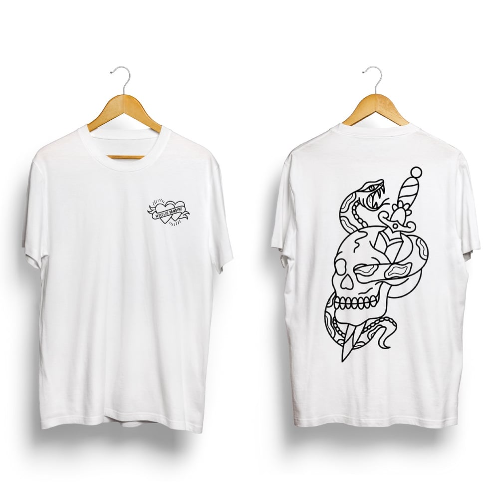 Image of SNAKE & SKULL WHITE T-SHIRT