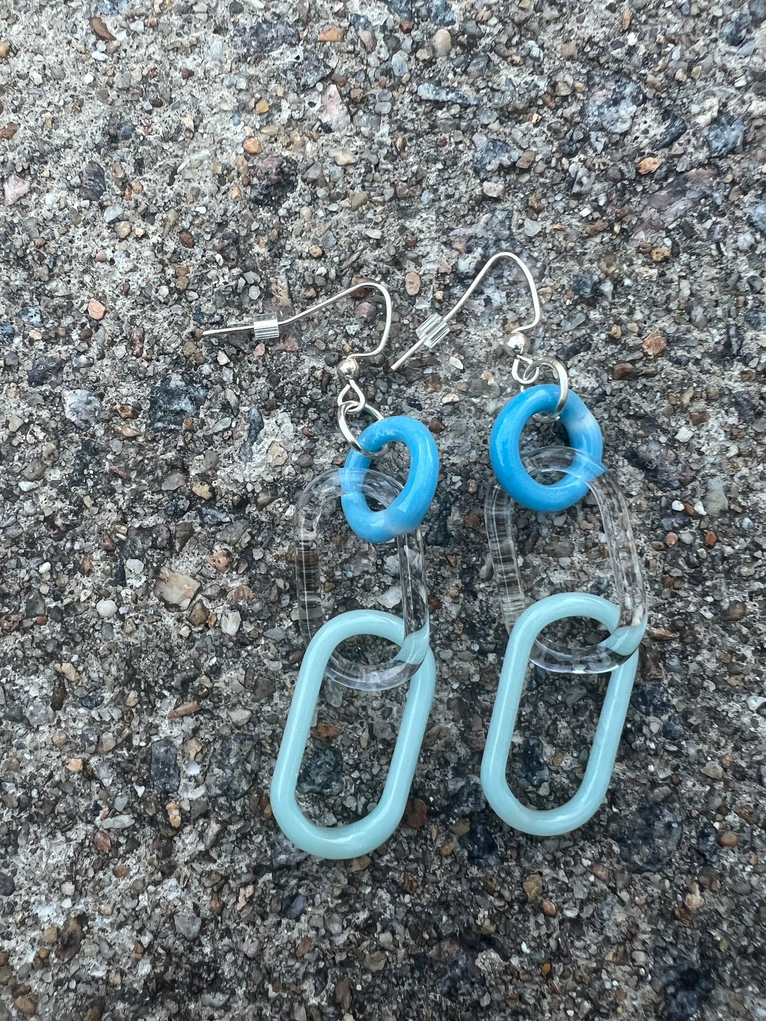 Image of Baby blue clear and sea mist earrings (o00)