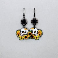 Sunflower Skull Earrings