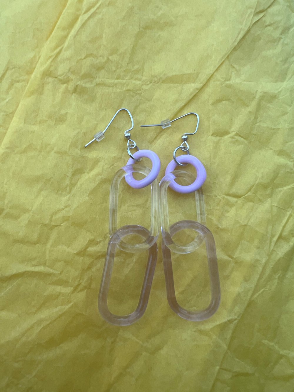 Image of Strawberry milk clear and hyacinth earrings (o00)