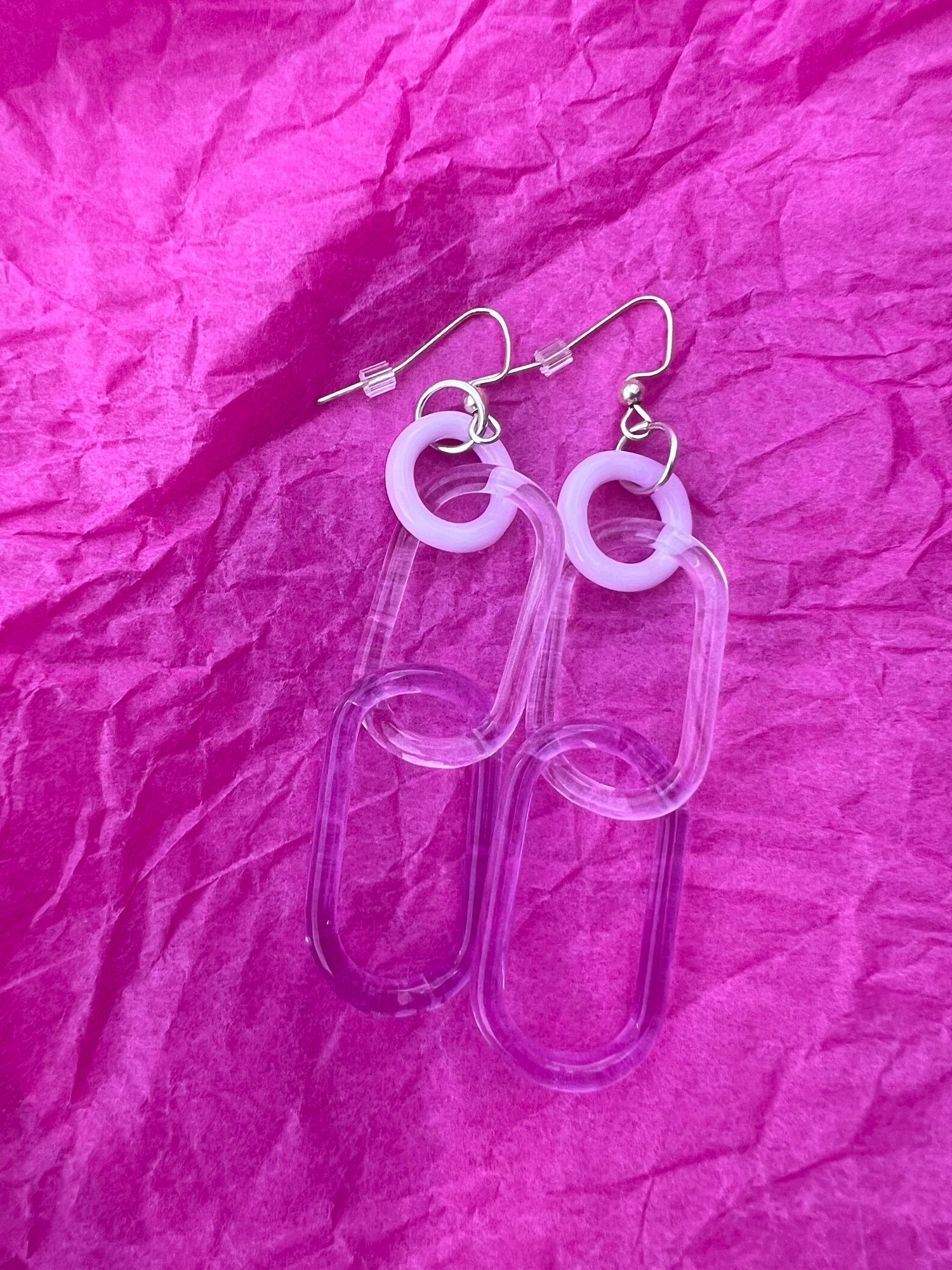 Image of Strawberry milk clear and hyacinth earrings (o00)