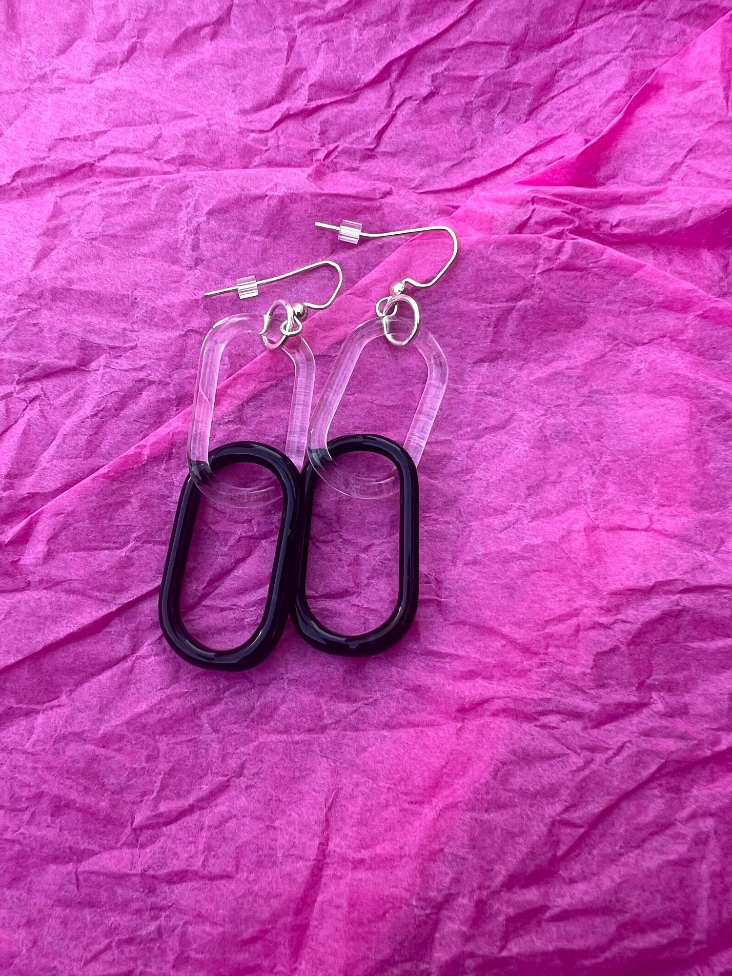 Image of Clear and black earrings (00)