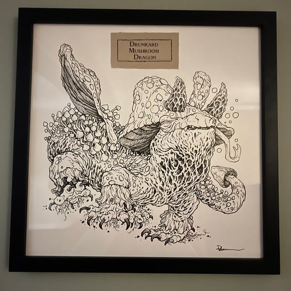 Image of Drunkard Mushroom Dragon (FRAMED)