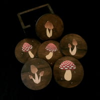 Image 1 of Handpainted Mushroom Coaster Set
