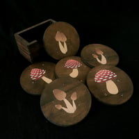 Image 2 of Handpainted Mushroom Coaster Set