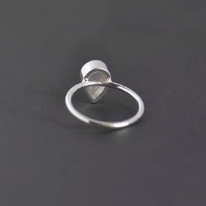 Image of Grey Moonstone cabochon cut pear shape silver ring