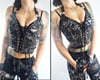#8 DISTRESSED DENIM SPIKED BUSTIER