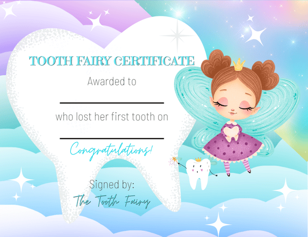 Image of Clouds Away Tooth Fairy Certificate