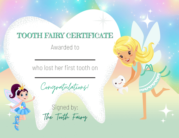 Image of Tooth Fairy Certificate-1st Tooth Loss