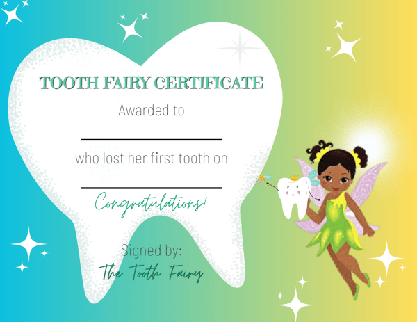 Tooth Fairy Boy Certificate