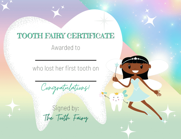 Image of Tooth Fairy Certificate of 1st Tooth Loss