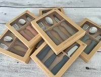 Image 4 of Silicone and Stainless Steel Cutlery Set 3 pcs Spoon Fork Knife