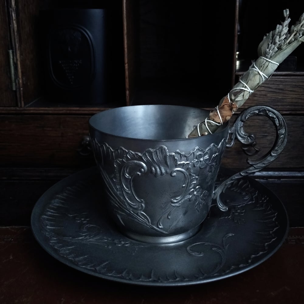 Image of ROCAILLE CUP & SAUCER - ROCOCO & ART NOUVEAU ※ Orfèvrerie Gallia by Christofle. Altar decor