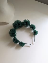 Image 1 of TULLE PUFF HEADBAND : FOREST GREEN