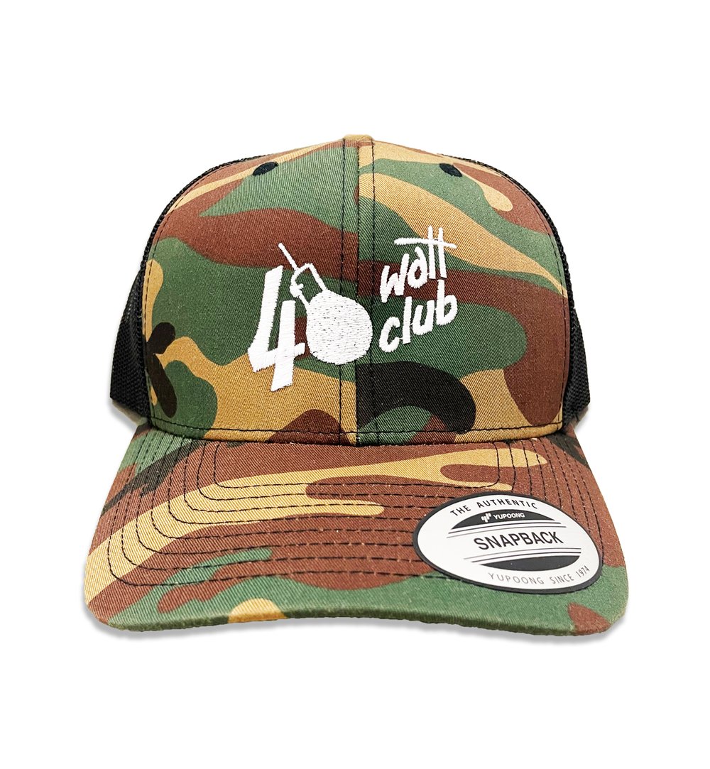 40 Watt Camo Snap-Back - White Embroidered