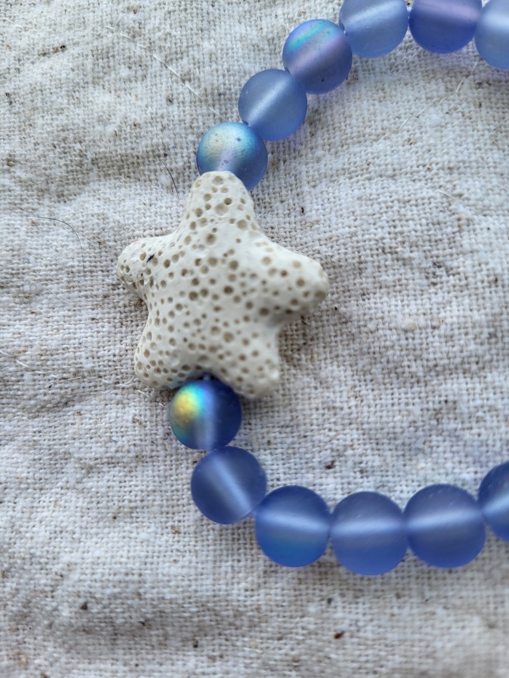 Blue White lava star bracelet