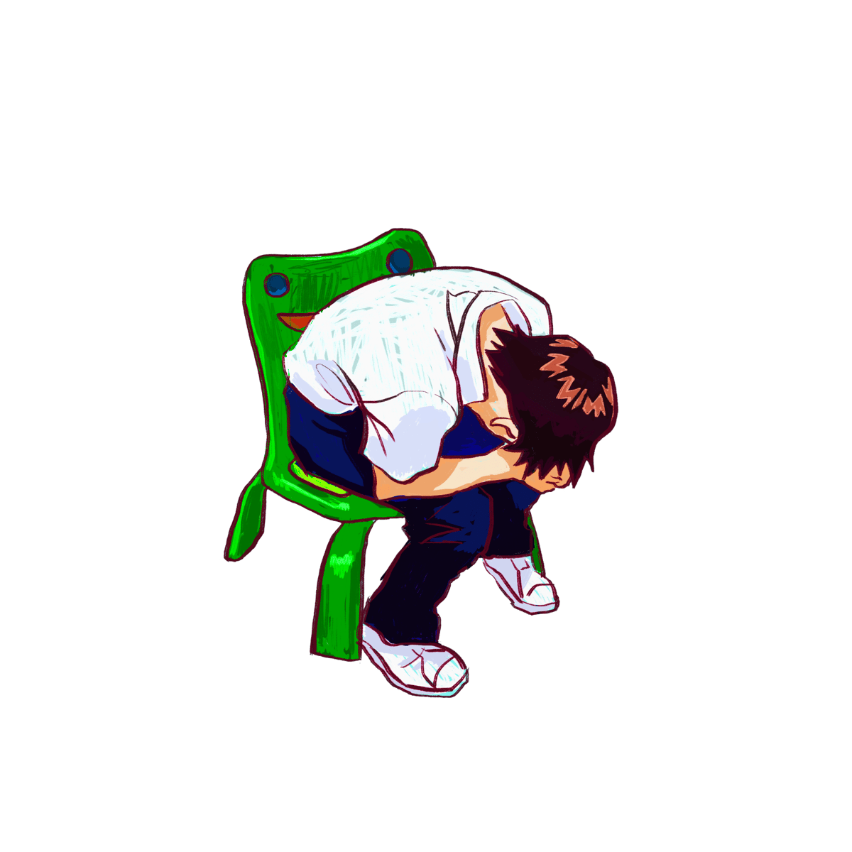 shinji in the froggy chair keychain | mushymoss