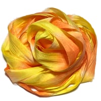 Image 3 of 10YD. CANDY CORN  HAND DYED SARI SILK RIBBON BY COLOR KISSED SILK
