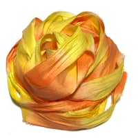 Image 4 of 10YD. CANDY CORN  HAND DYED SARI SILK RIBBON BY COLOR KISSED SILK