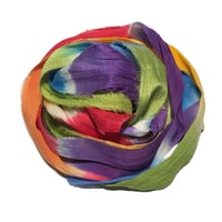 Image 2 of 10YD. TYE DYE HAND DYED SARI SILK RIBBON BY COLOR KISSED SILK