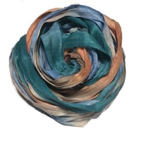 Image 4 of 10YD. BARRIER REEF  HAND DYED SARI SILK RIBBON BY COLOR KISSED SILK