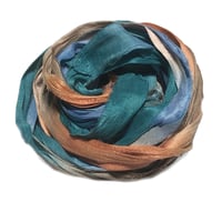 Image 1 of 10YD. BARRIER REEF  HAND DYED SARI SILK RIBBON BY COLOR KISSED SILK