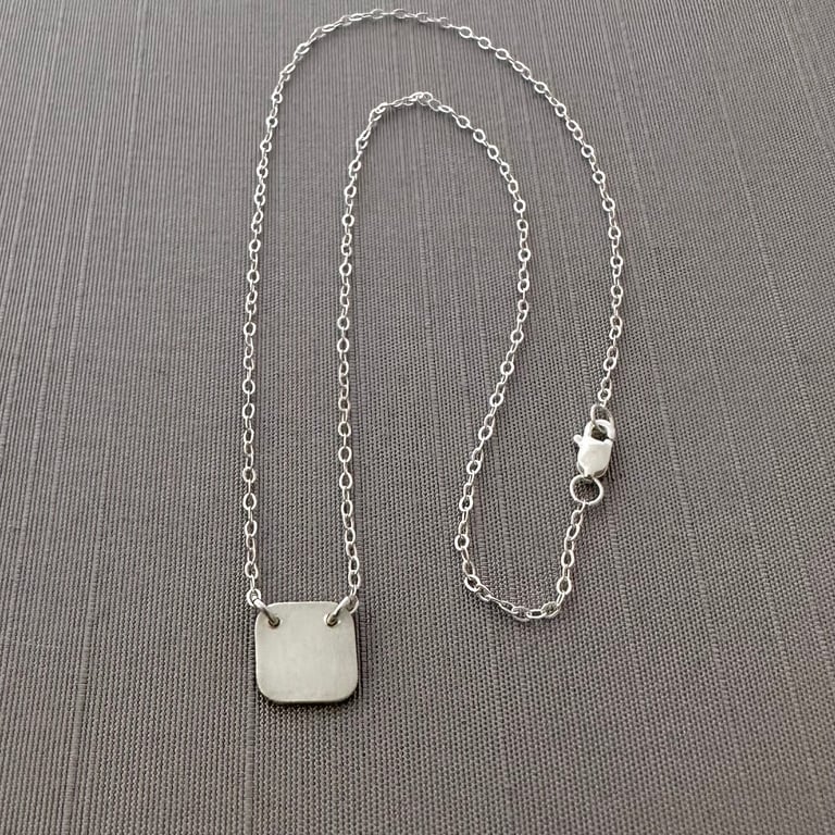 Tiny Square Sterling Silver Dogwood Blossom Necklace Image 4