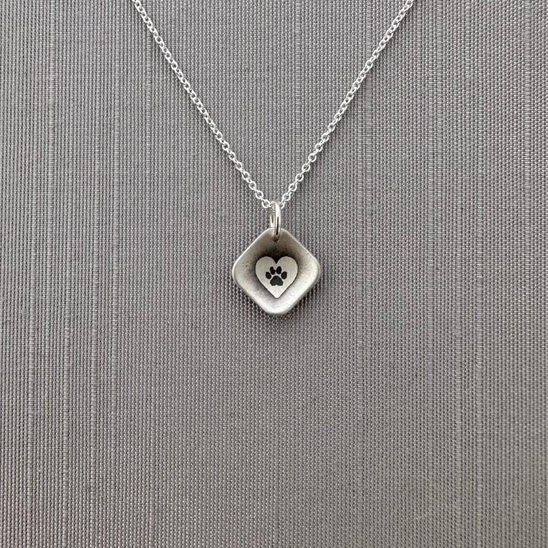 Sterling Silver Heart Paw Print Necklace Image 4