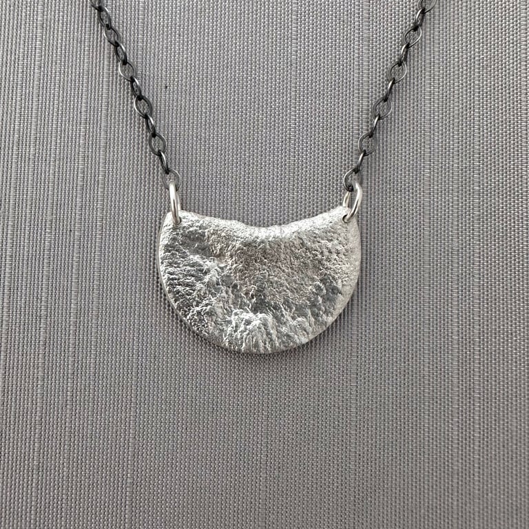 Textured Sterling Silver Crescent Necklace Image 2