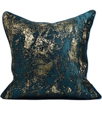Image 1 of JIQUARN Teal Green and Gold  Pillow Covers Peacock Blue Pillow Case( 1 PC)