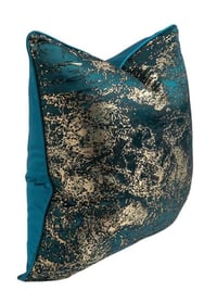 Image 3 of JIQUARN Teal Green and Gold  Pillow Covers Peacock Blue Pillow Case( 1 PC)