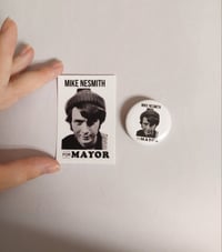 Image 1 of Mike Nesmith for mayor button+sticker💙