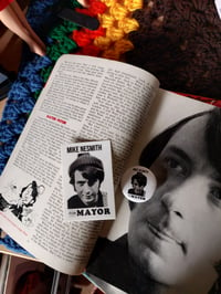 Image 4 of Mike Nesmith for mayor button+sticker💙